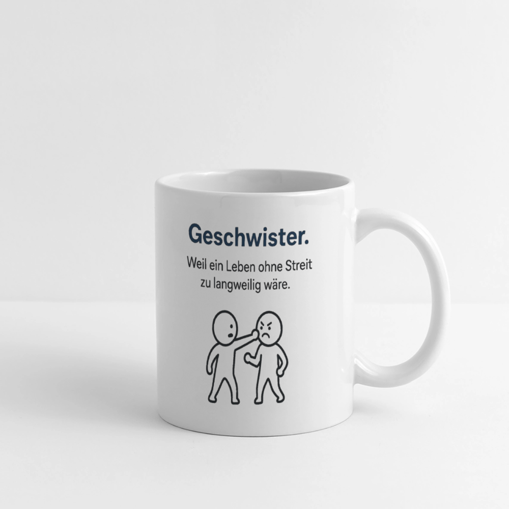 Keramiktasse - Geschwister - Weiß