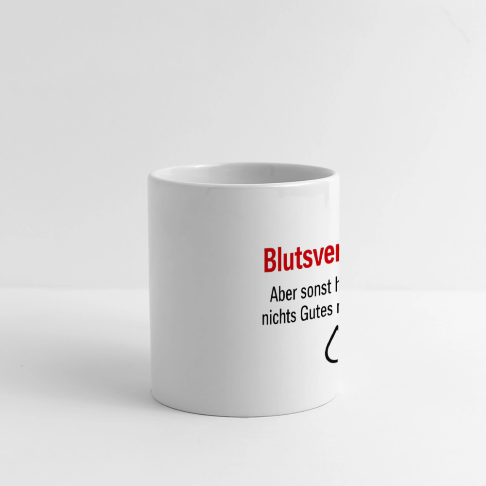Keramiktasse - Blutsverwandt – Leider. - Weiß